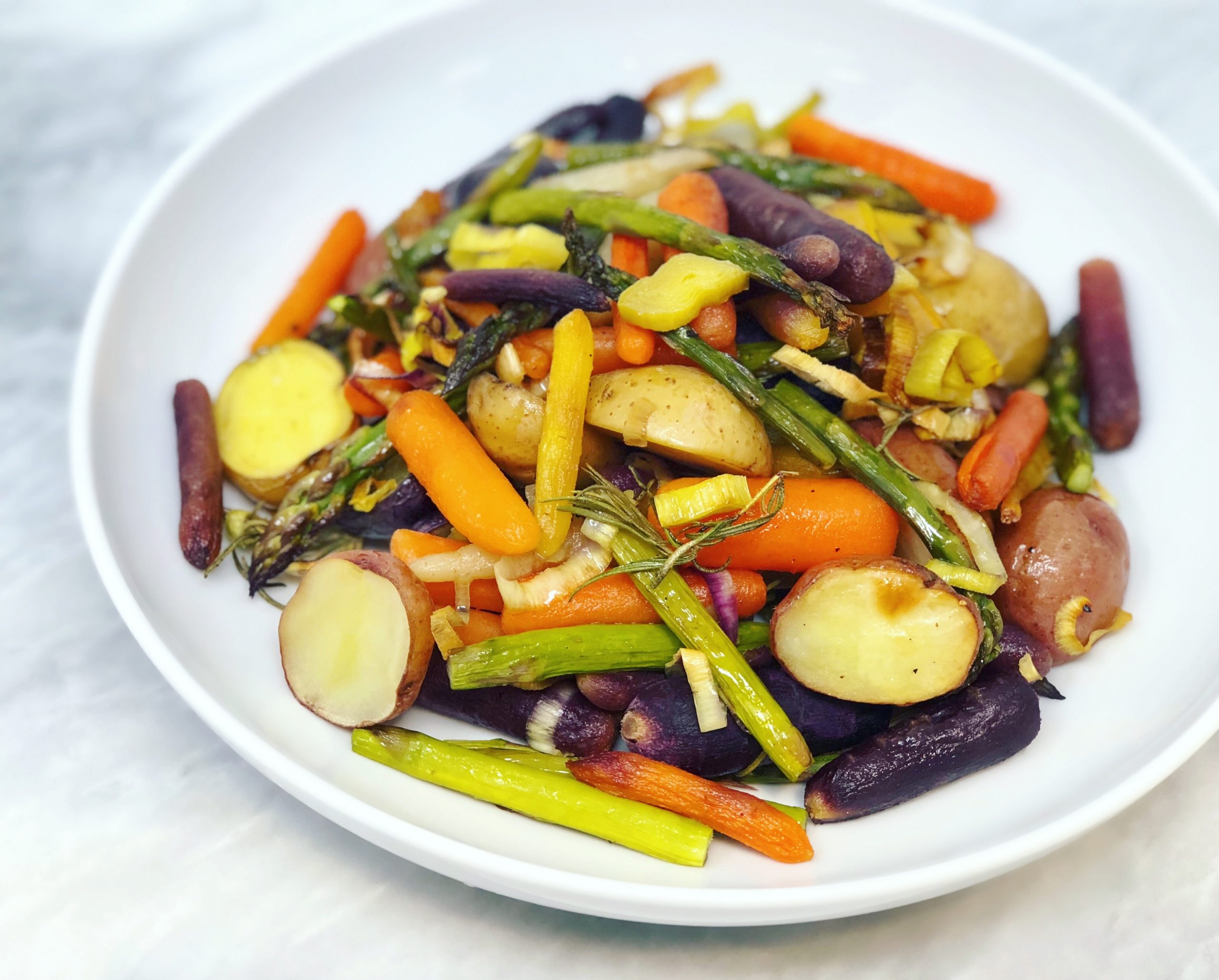 Dish of Roasted Vegetables with Rosemary and Lemon
