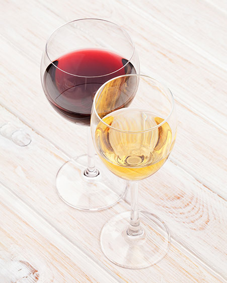 red and white wine glasses